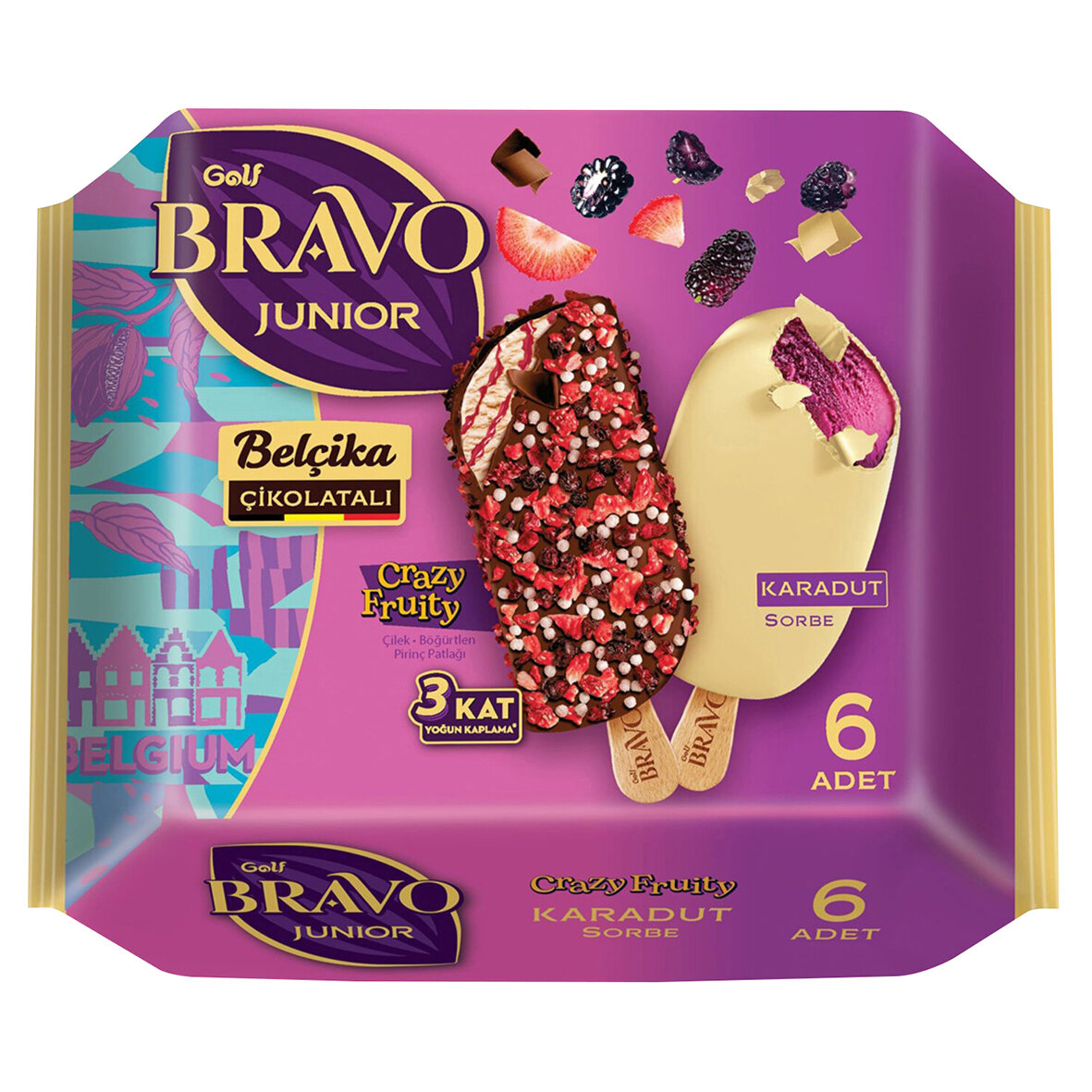 Golf Bravo Jr.Karadut Sorbe Fruıty 6 Lı Pkt.345 Ml