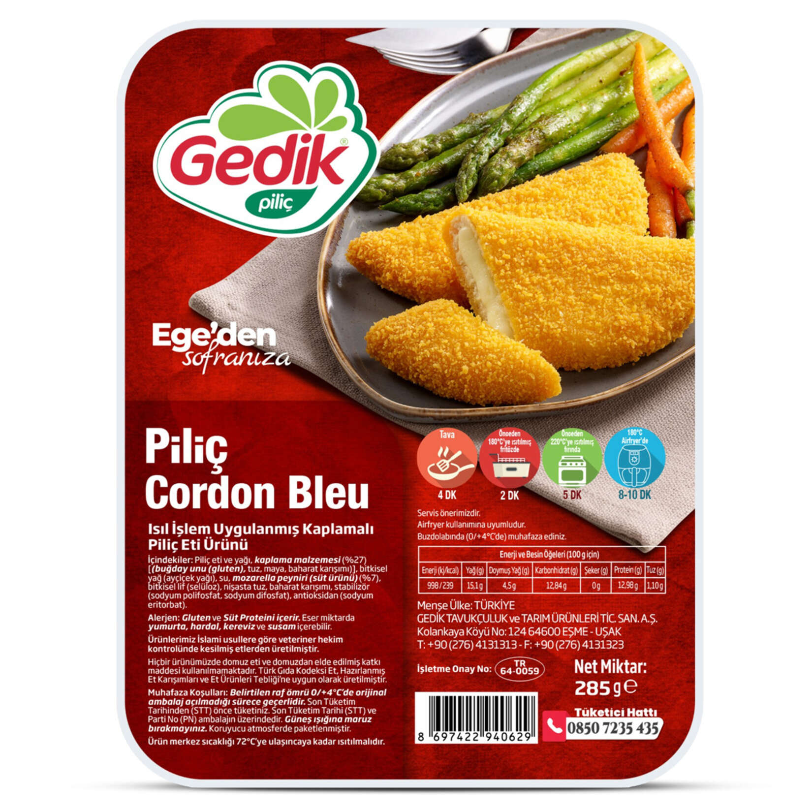 Gedik Dond.Poşetli Piliç Cordon Bleu 1050Gr