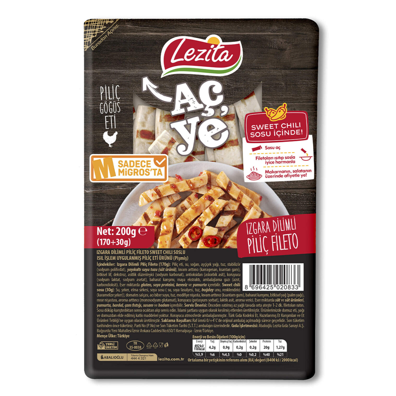 Lezita Izgara Dilm.Piliç Fileto Chılı Soslu 200G
