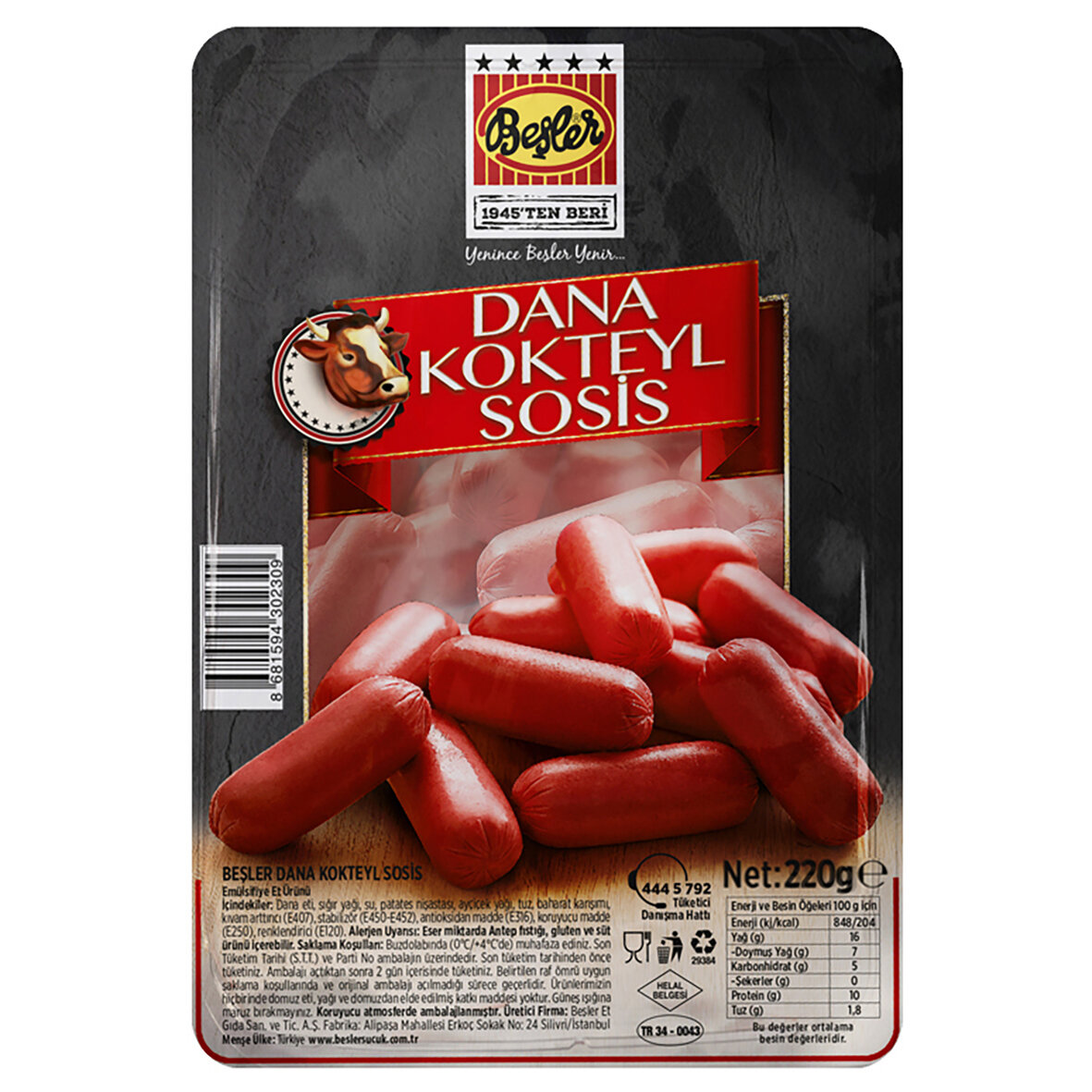 Beşler Kokteyl Dana Sosis 220 Gr
