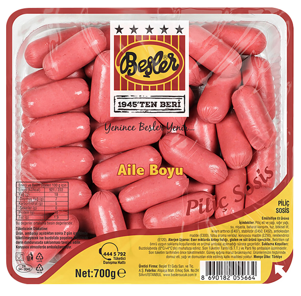 Ekonomik Aile Kokteyl Sosis 700 Gr