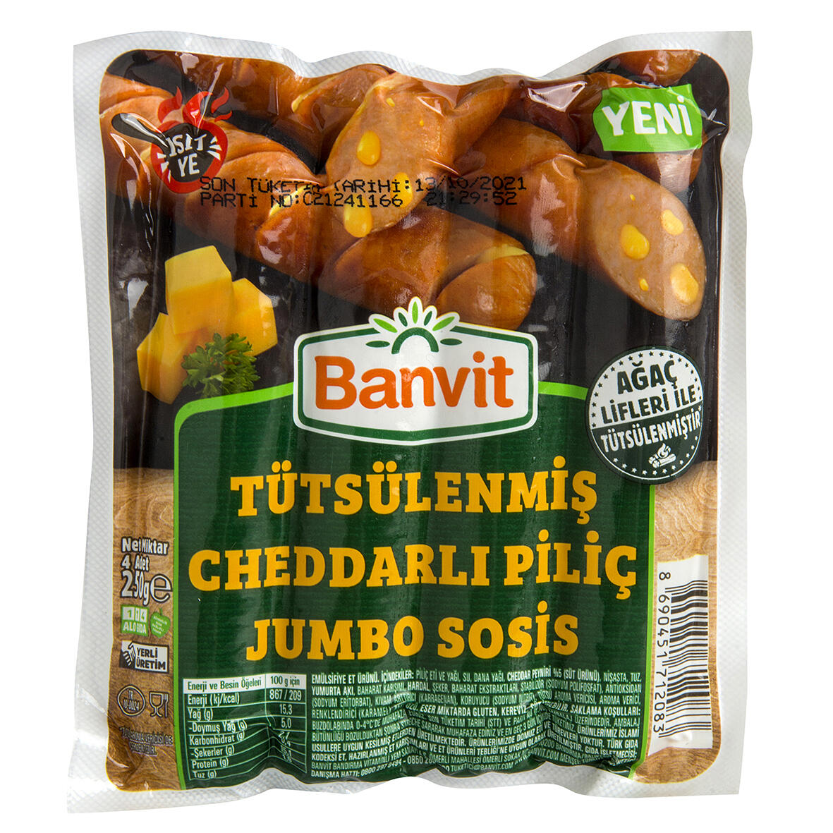 Banvit Tütsülnmş Cheddarlı Piliç Jumbo Sosis 250G