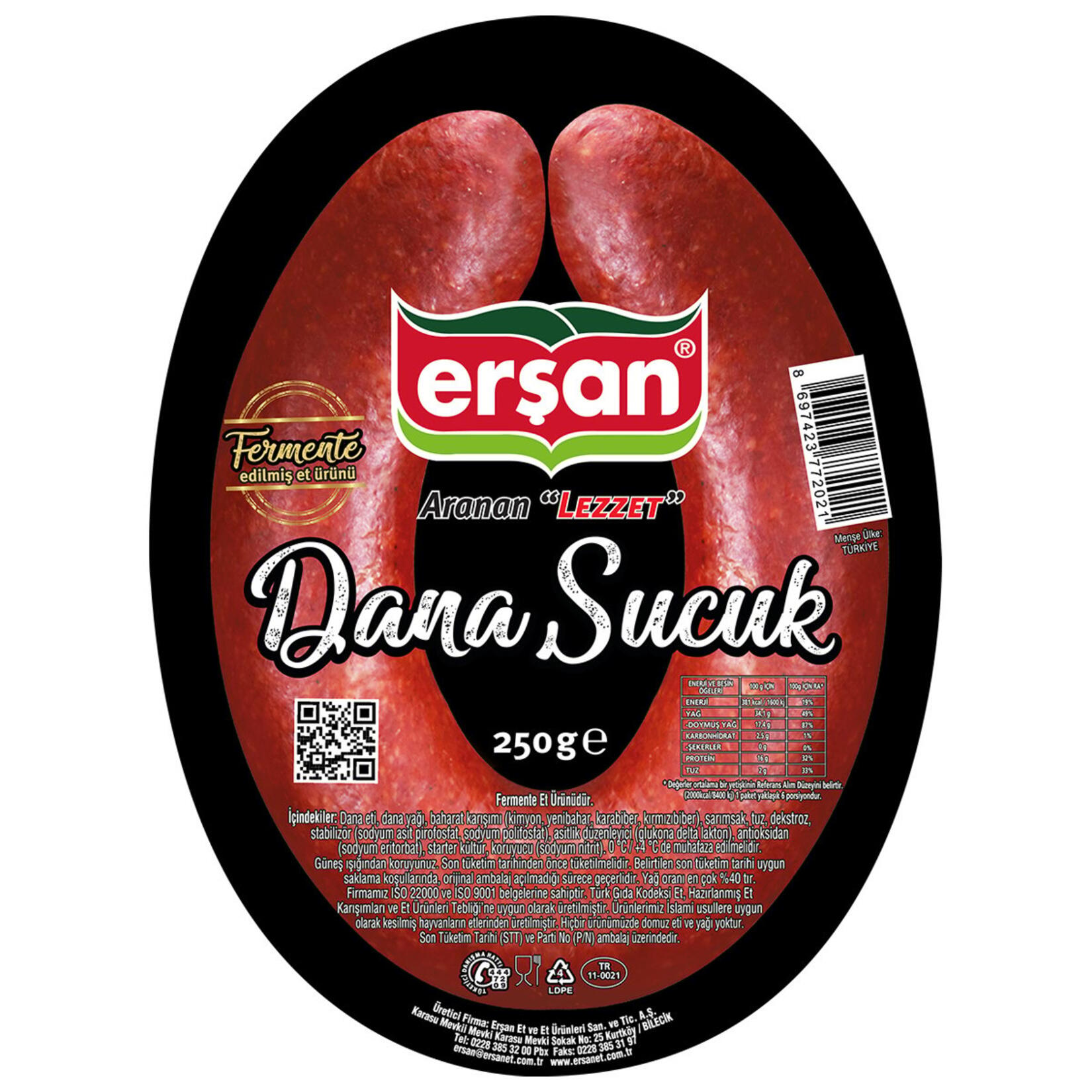 Erşan Vakumlu Kangal Sucuk 250 G