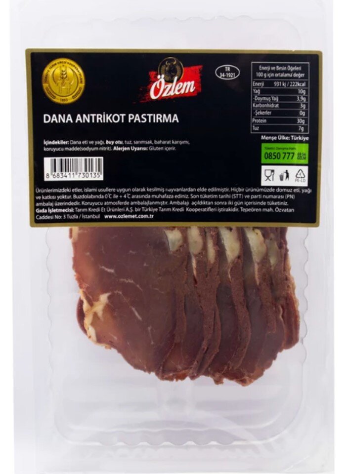 Özlem Dana Blok Pastırma Antrikot Kg