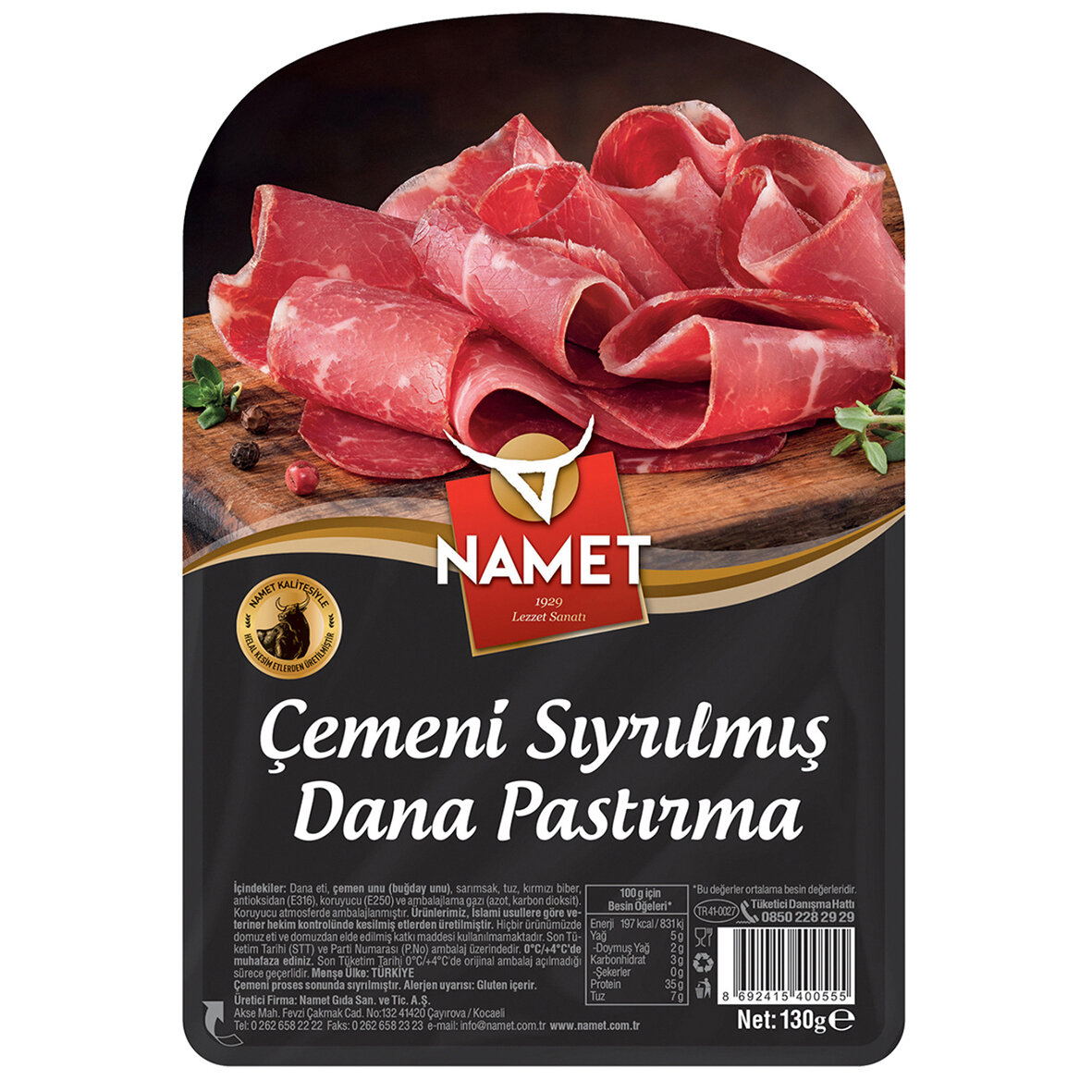 Namet Dilimli  Pastırma Çemeni Sıyrılmış  130 G