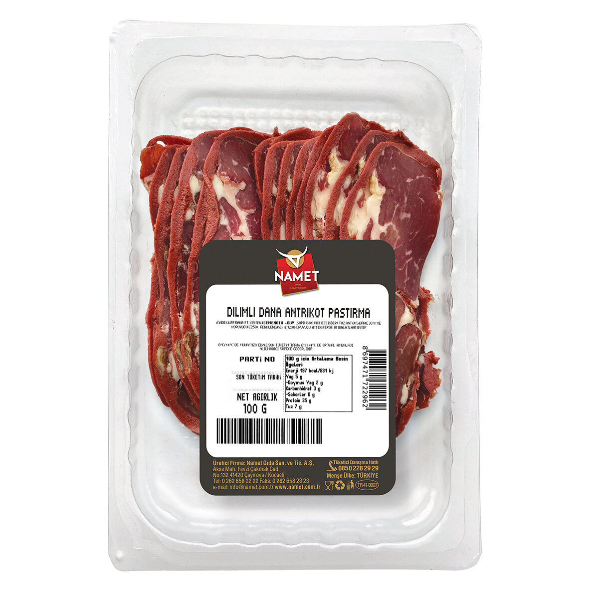 Namet Dana Dilimli Antrikot Pastırma 100 G