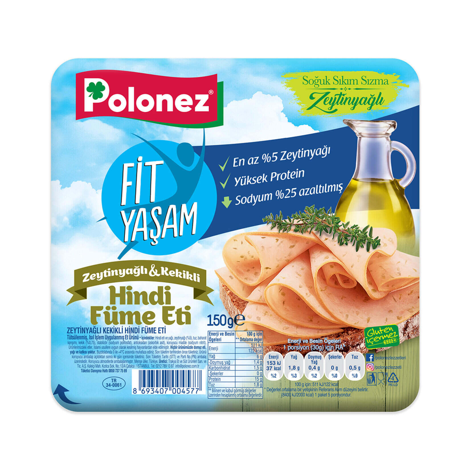 Polonez Zeytinyağlı Kekikli Hindi Füme 150G