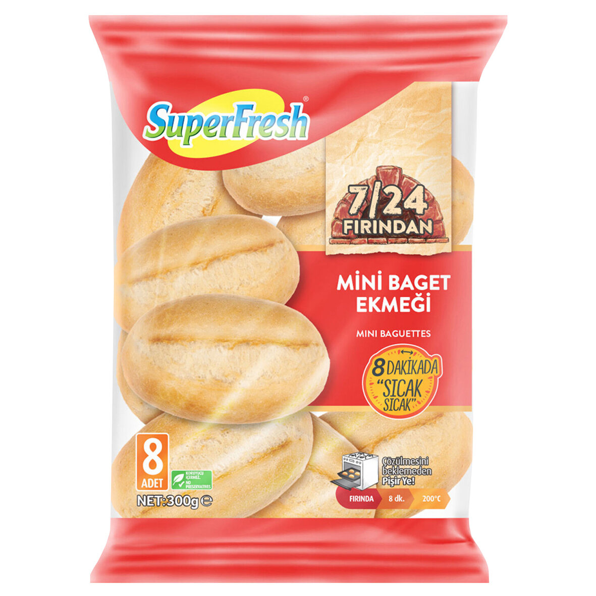 Superfresh 7/24 Fırından Mini Baget Ekmeği 300 G