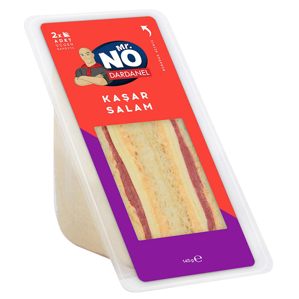 Mr.No Klasik Kaşarlı-Salamlı Sandviç 145 G