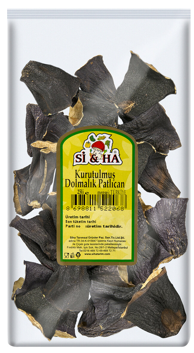Siha Kurutulmuş Dolmalık Patlıcan 25 Li Paket Adet