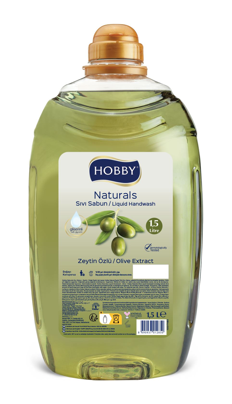 Hobby Sıvı Sabun Naturals Zeytinyağı 1500Ml