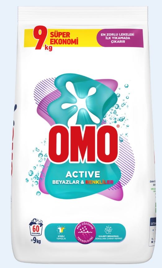 Omo Actıve Toz Deterjan Renkliler&Beyazlar 9Kg