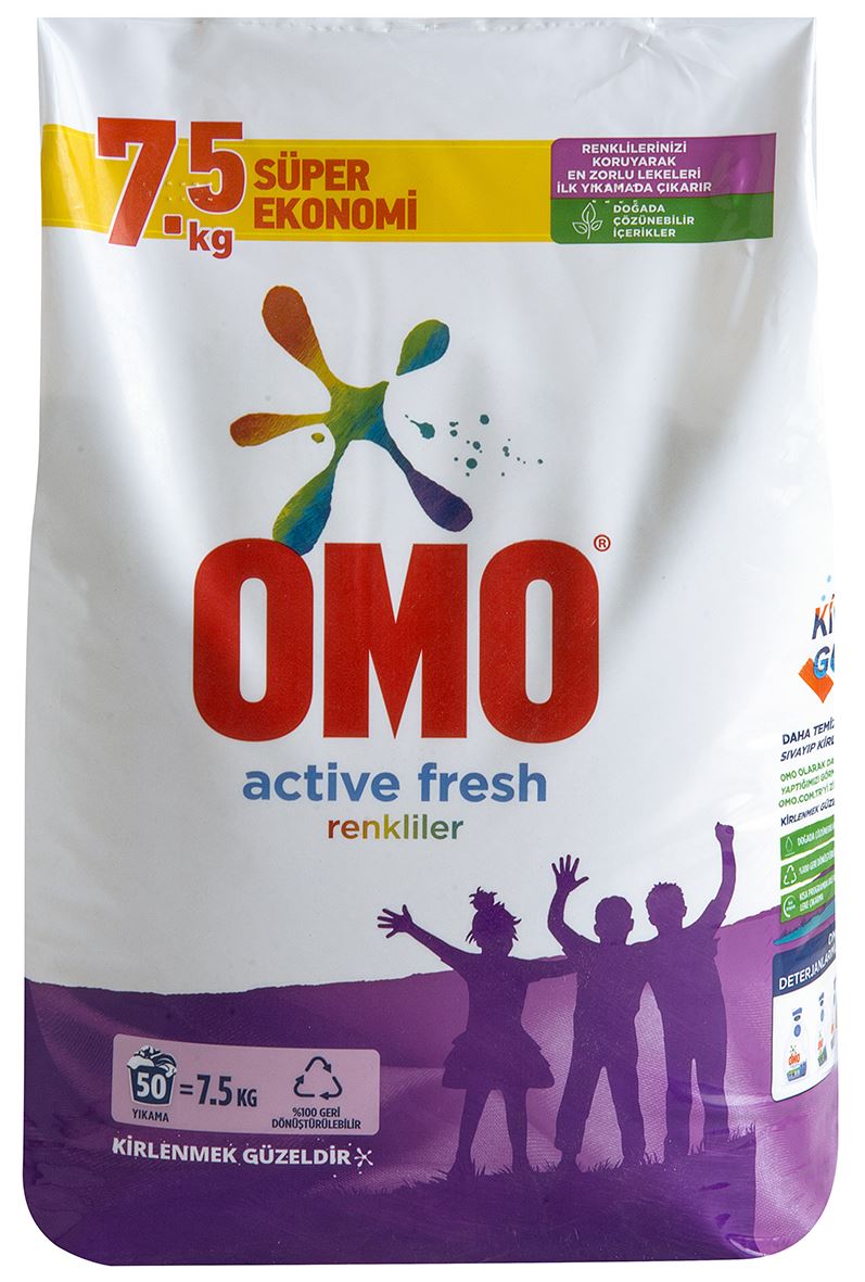Omo Actıve Fresh Renkliler 50 Yıkama 7.5 Kg