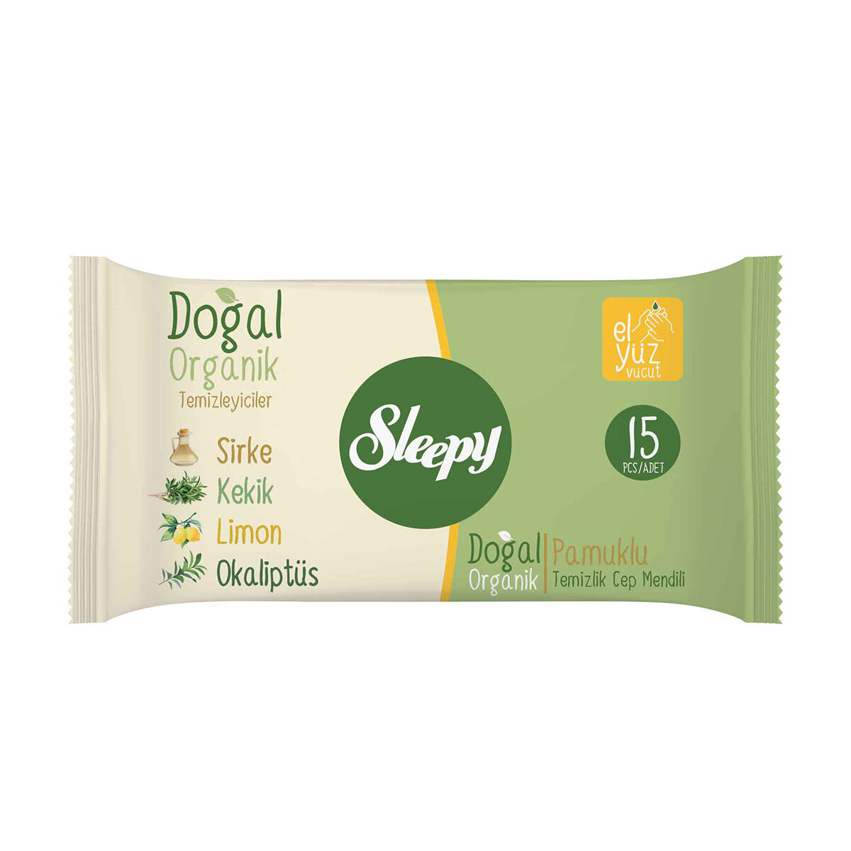 Sleepy Doğal Organik Pmk.Islak Cep Mendili 3X15'li