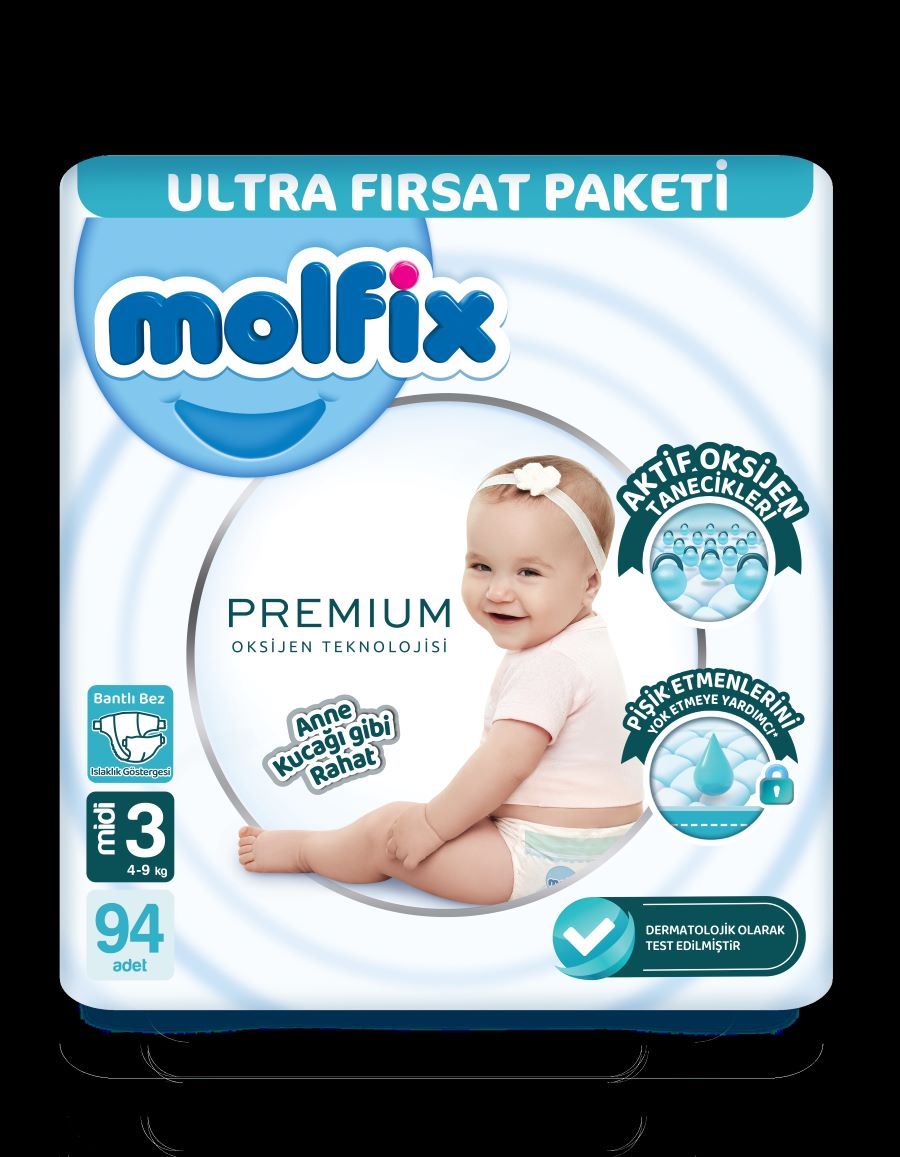 Molfıx Premıum Mıdı Bebek Bezi 94Lü