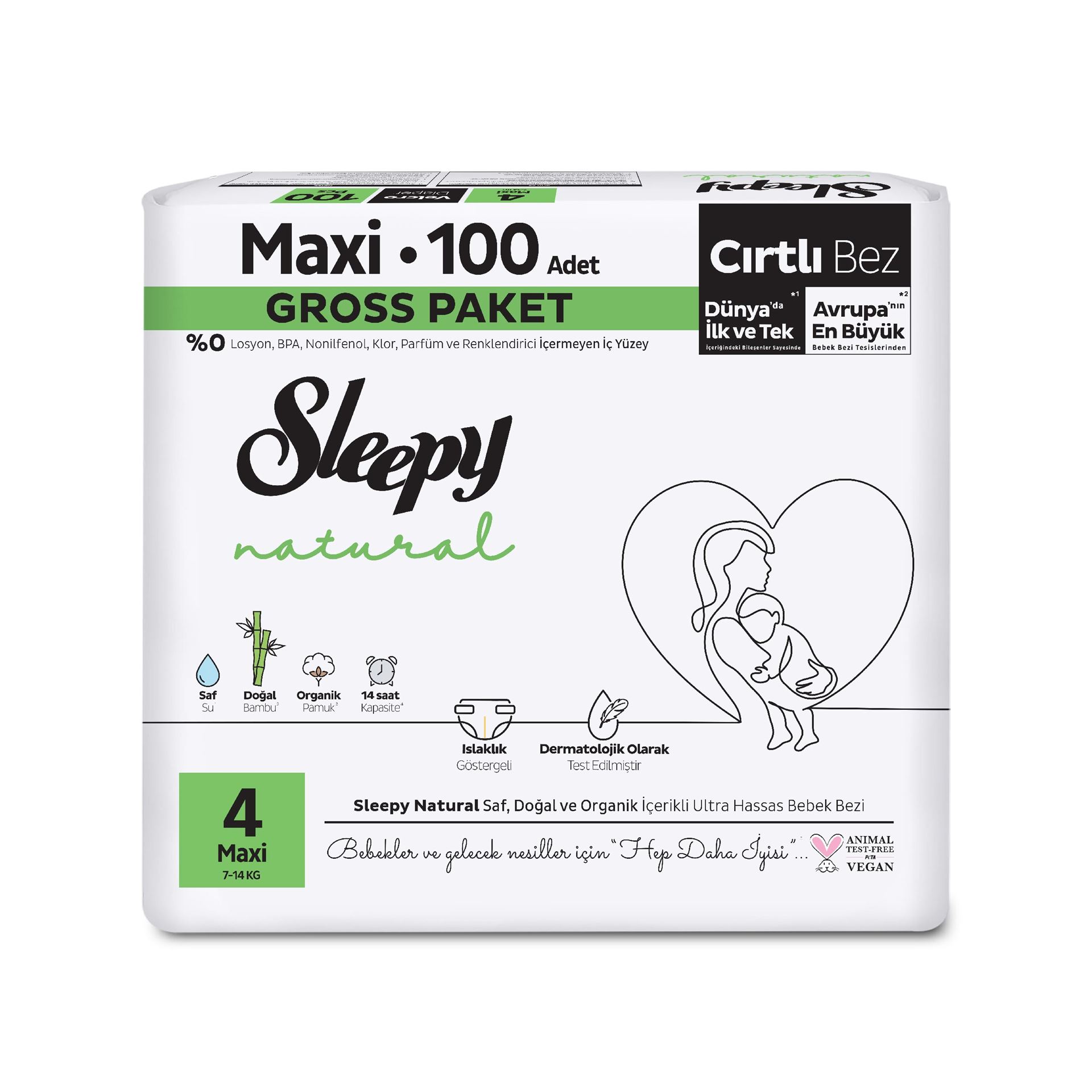 Sleepy Natural Gross 4 Maxi 7-14 Kg 100Lü