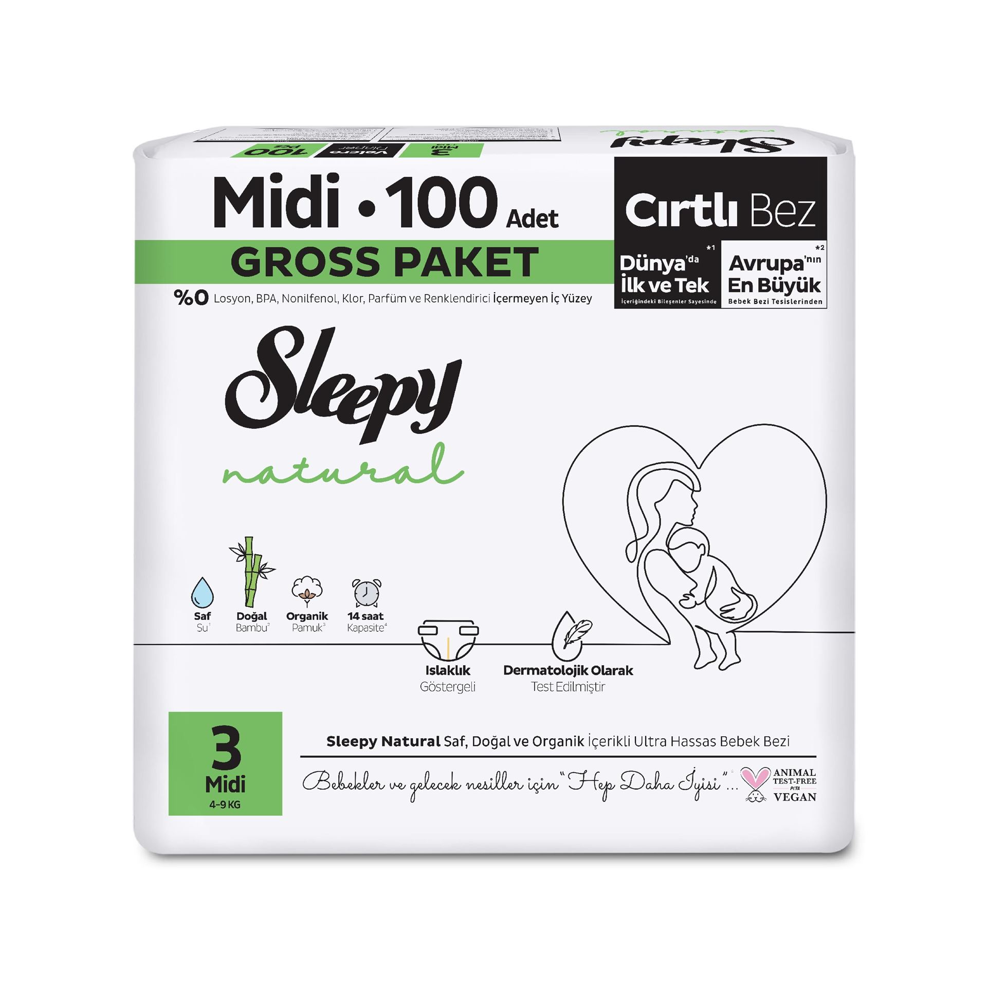 Sleepy Natural Gross 3 Midi 4-9 Kg 100Lü