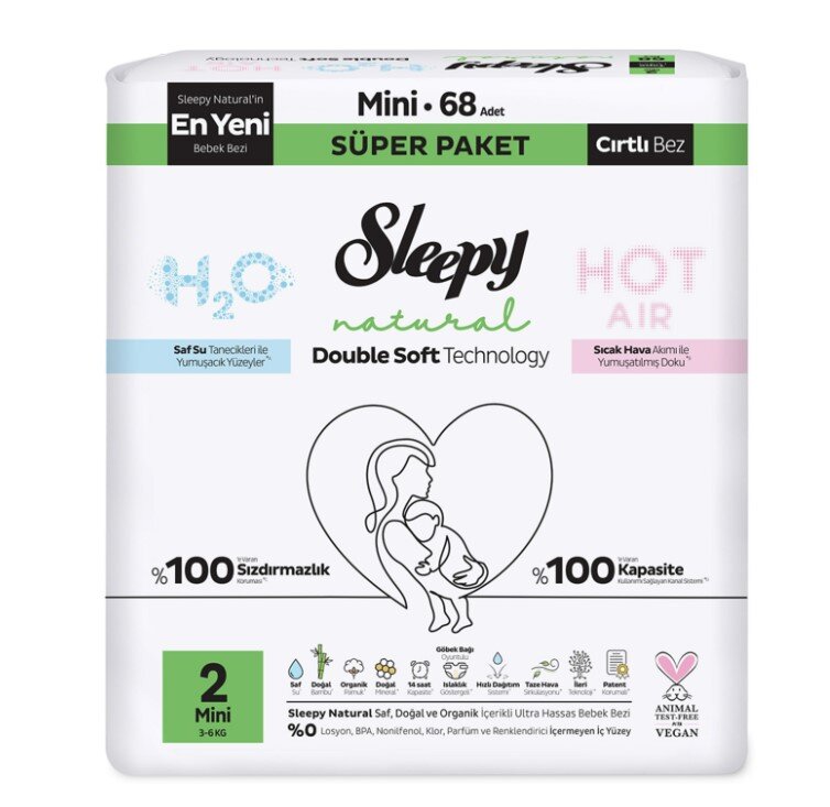 Sleepy Natural Double Soft Spr.2 Mini 3-6 Kg 68 Li