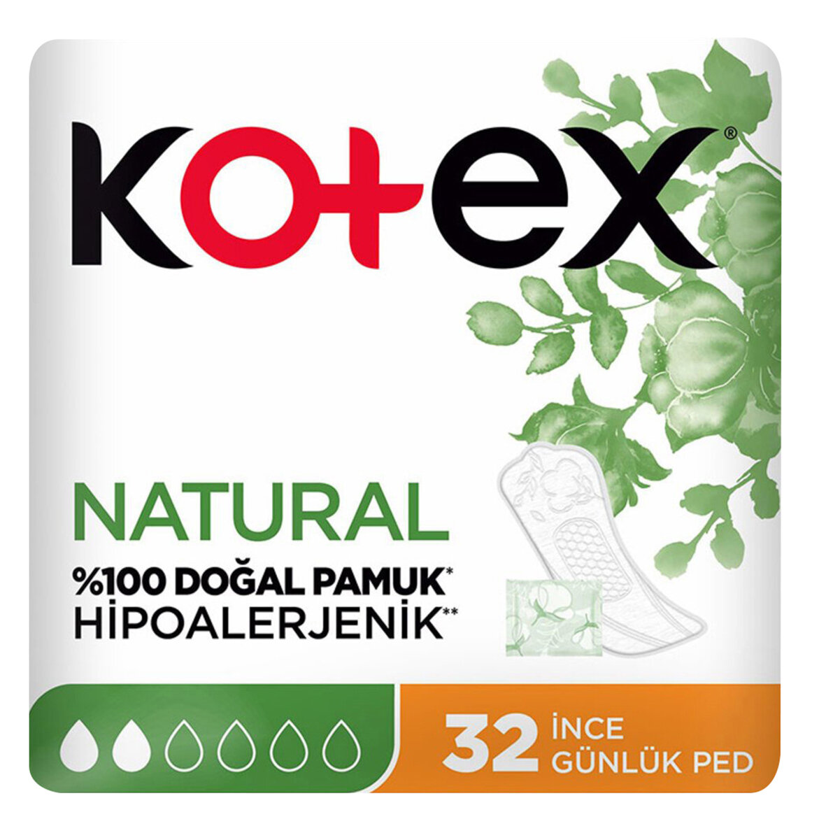 Kotex Natural İnce Günlük Ped 32Li