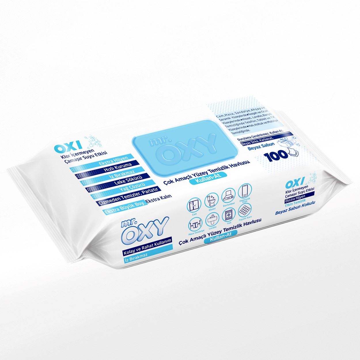 Mr Oxy Yüzey Temizlik Havlusu Beyaz Sabun 100Lü