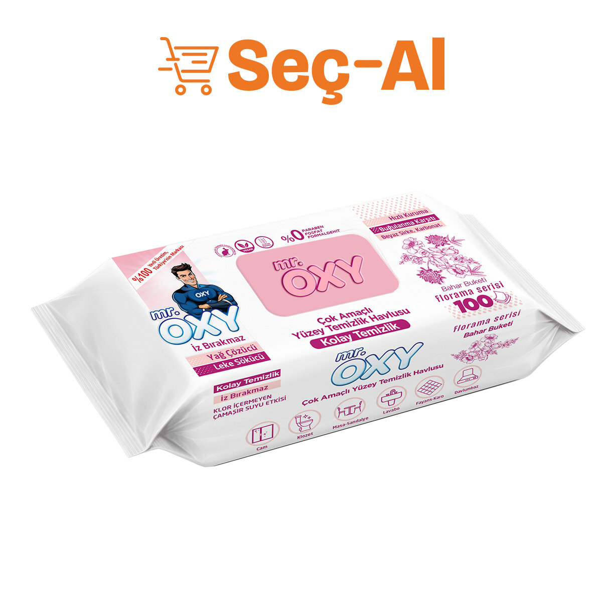 Mr.Oxy Yüzey Temizlk Havlusu Bahar Çiçekleri 100Lü