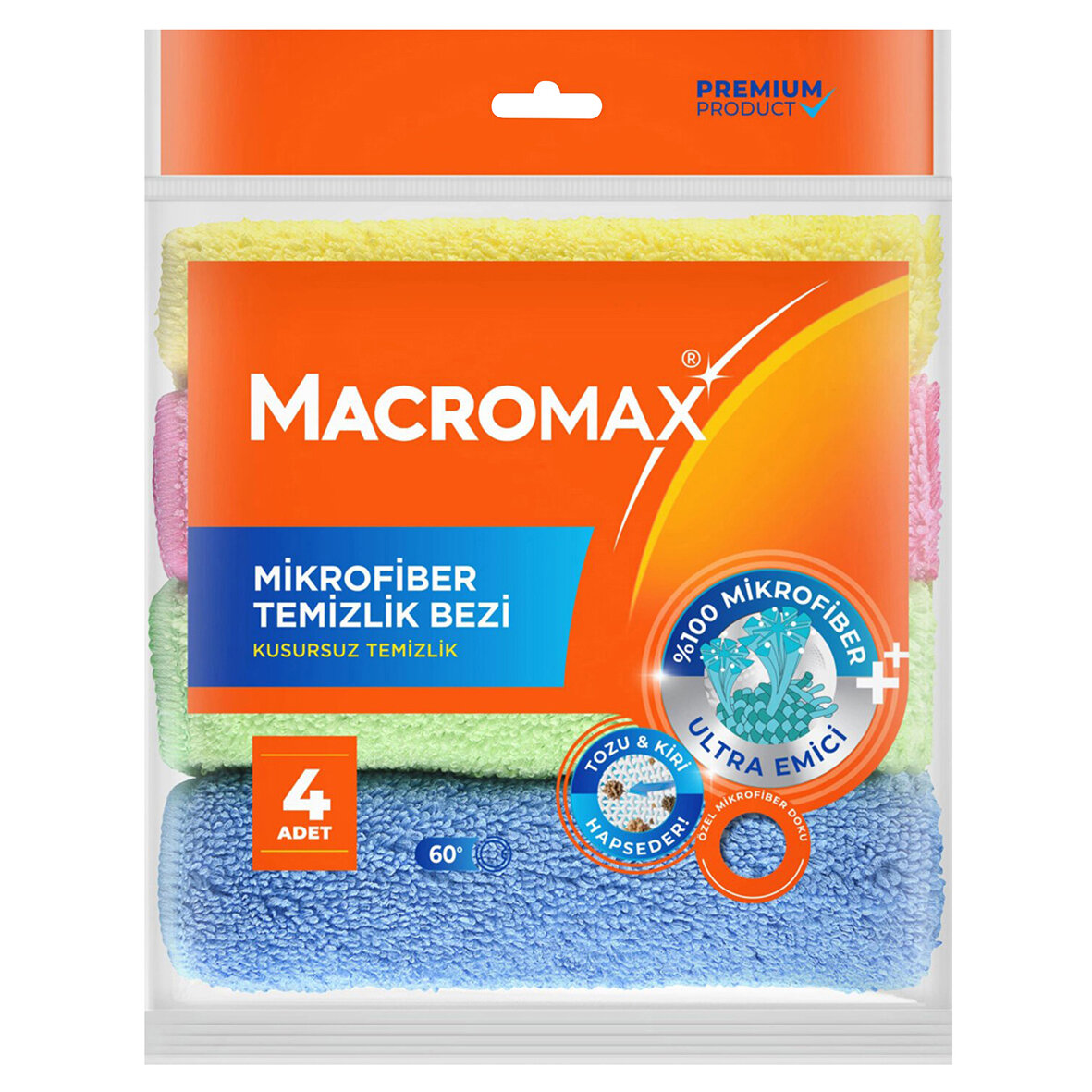 Macromax Rengarenk Mikrofiber Bez 4Lü