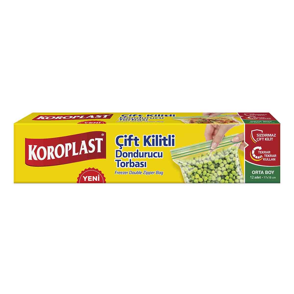 Koroplast Çift Kilitli Dondurucu Torbası Orta 12Li