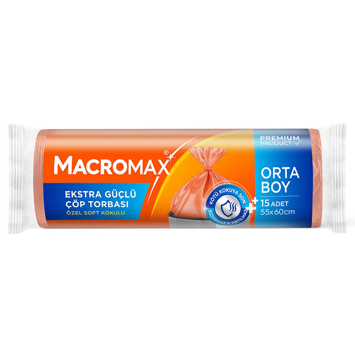Macromax Extra Güçlü Çöp Torbası Orta Boy 15Li