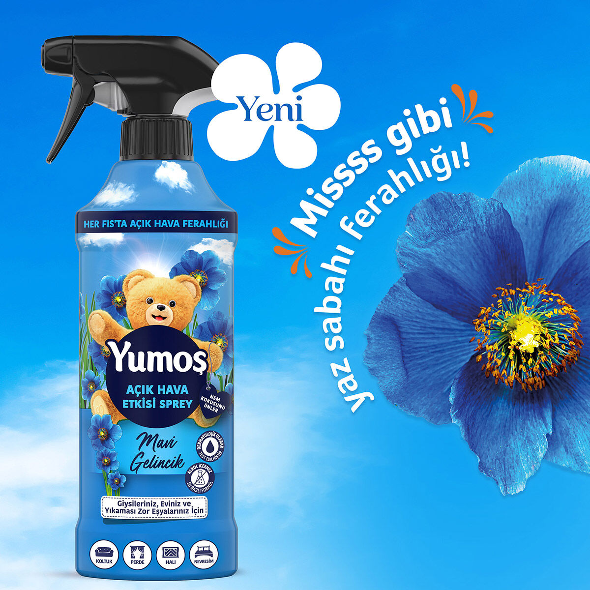 Yumoş Açık Hava Etkisi Sprey Mavi Gelincik 430 Ml