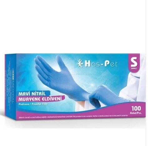 Haspet Mavi Nitril Pudrasız Eldiven 100Lü S