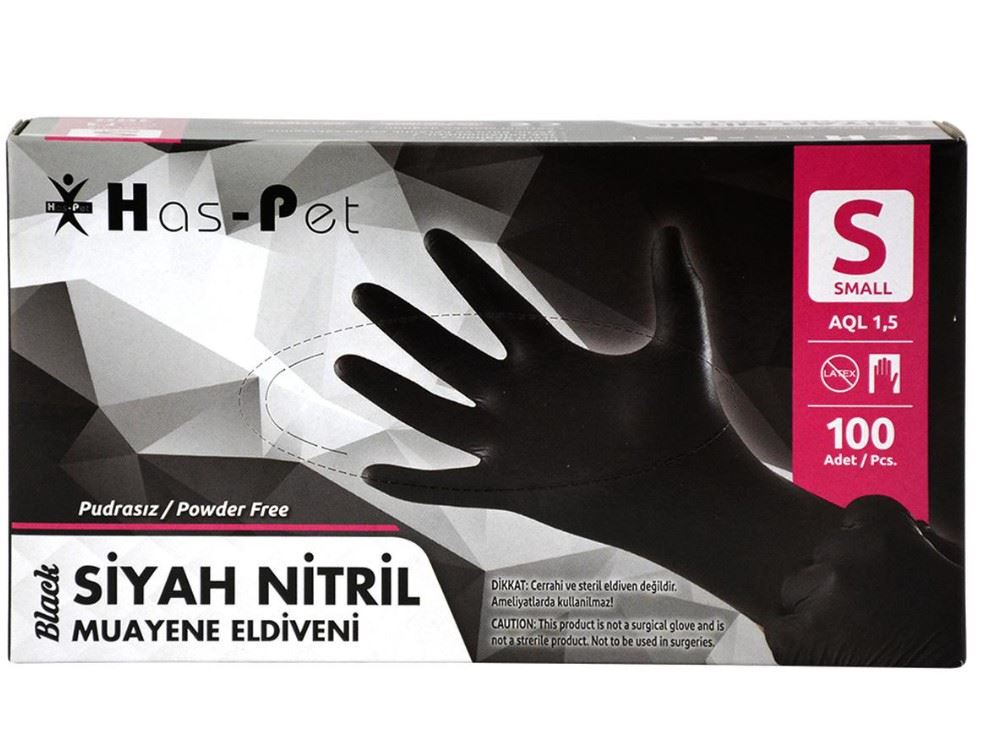 Haspet Nitril Siyah Eldiven S