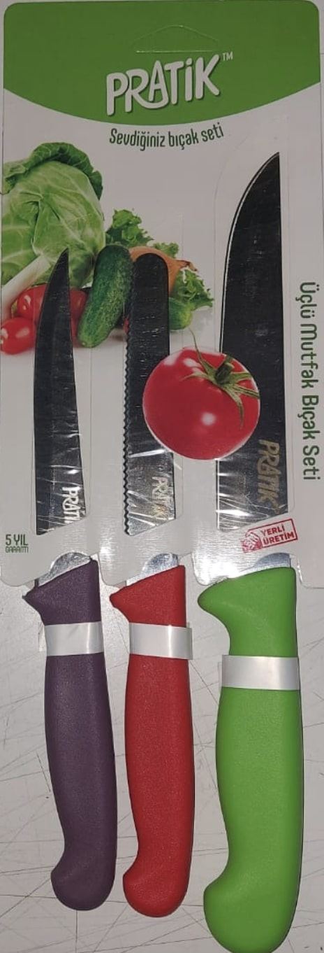 Pratik Mutfak Bıçağı Seti 3Lü 12-12-15 Cm Tg