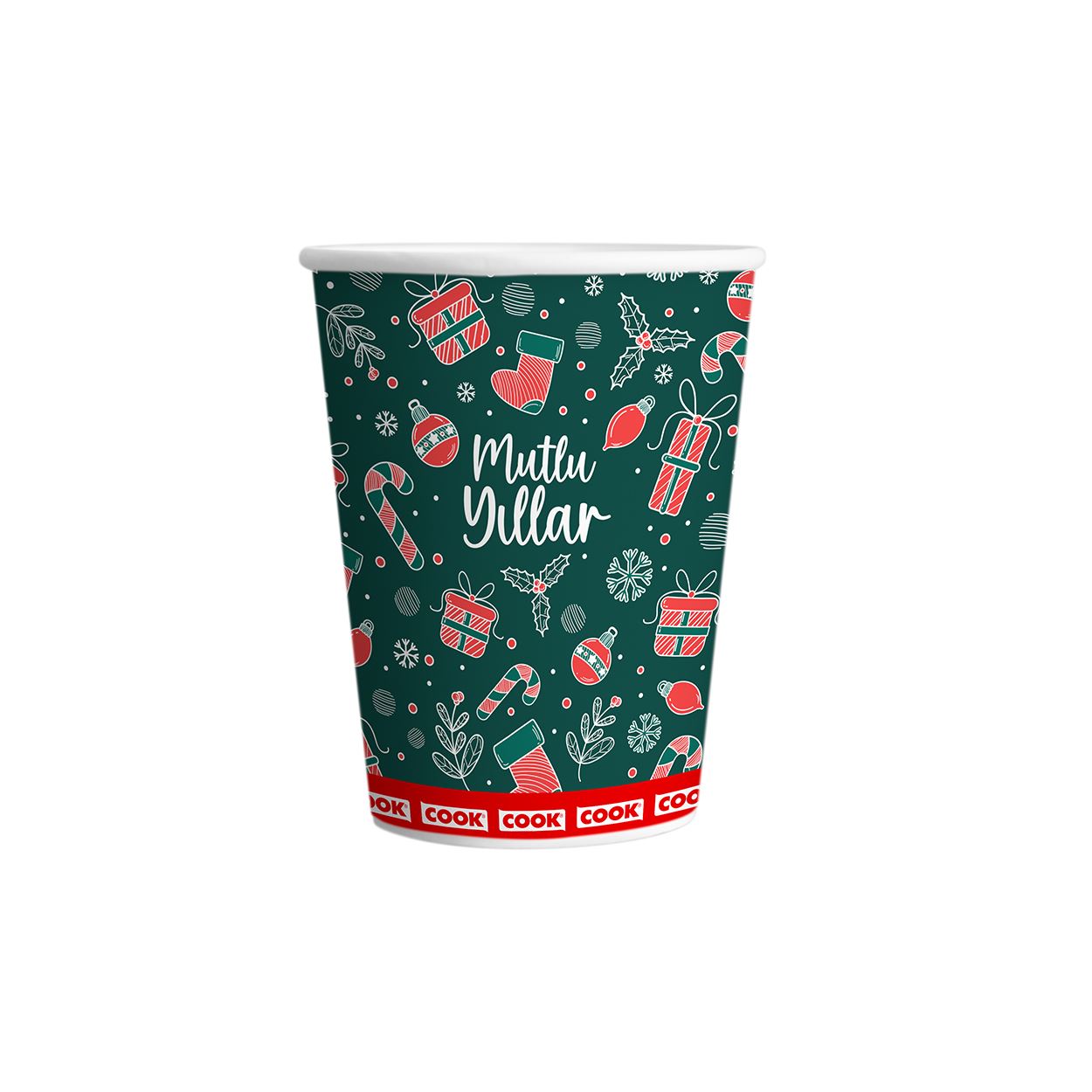 Cook Kağıt Bardak 7 Oz Yılbaşı Desenli 10 Lu A&B