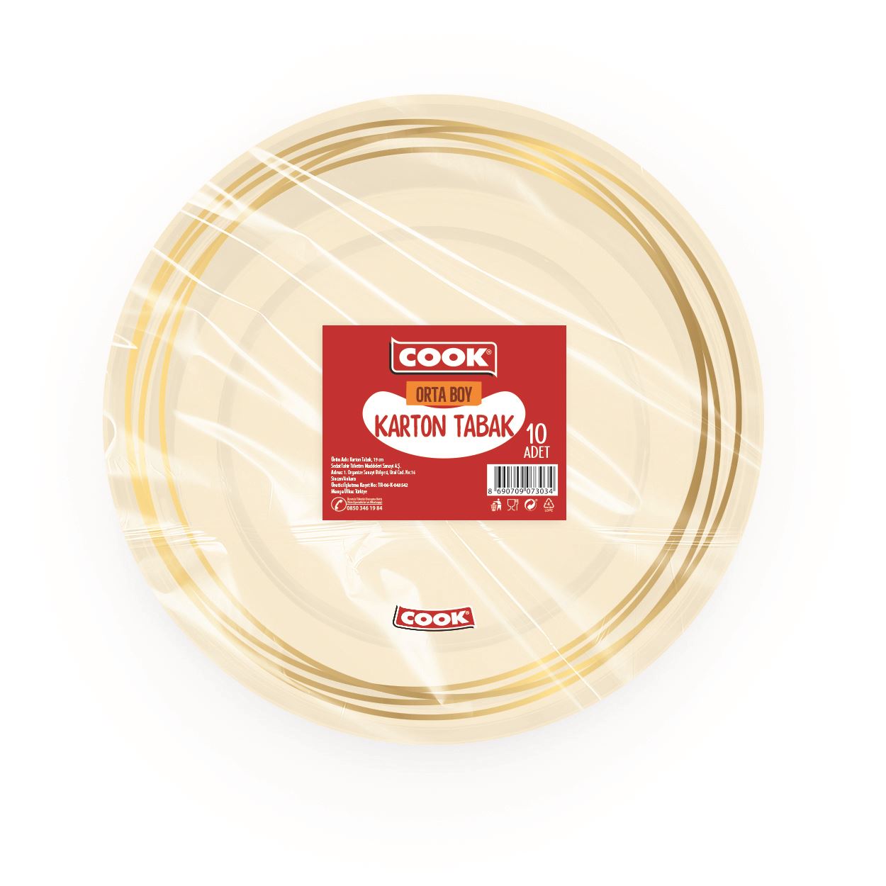 Cook Karton Tabak Orta Boy 19Cm 10Lu