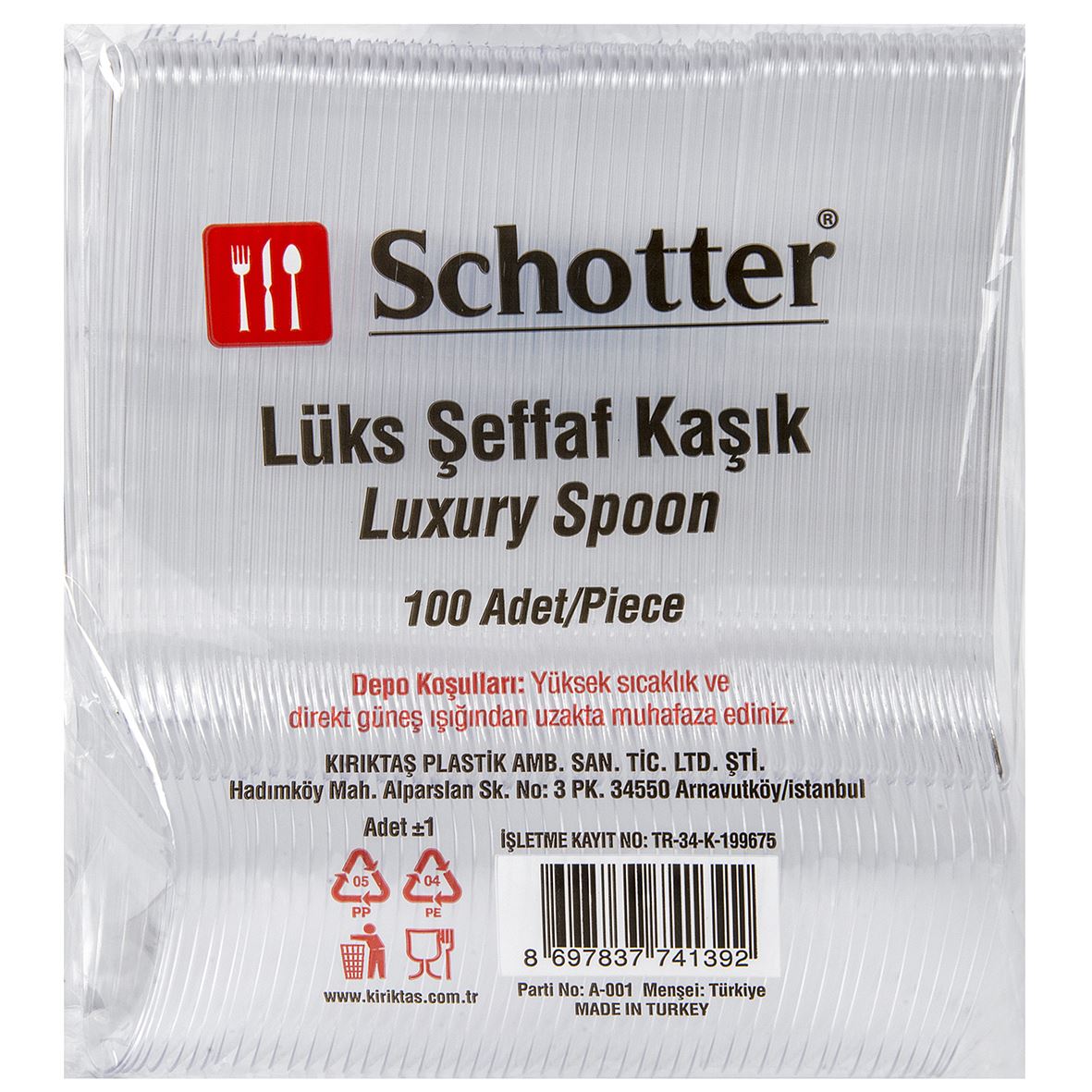 Schotter Plastik Lux Kaşık 100'Lü