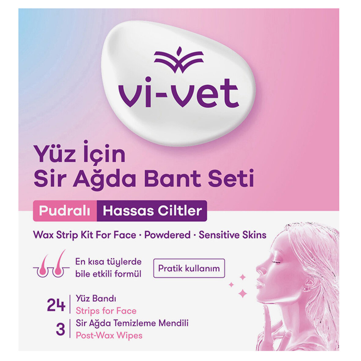 Vi-Vet Pudralı Yüz İçin Sir Ağda Bandı 24Lü