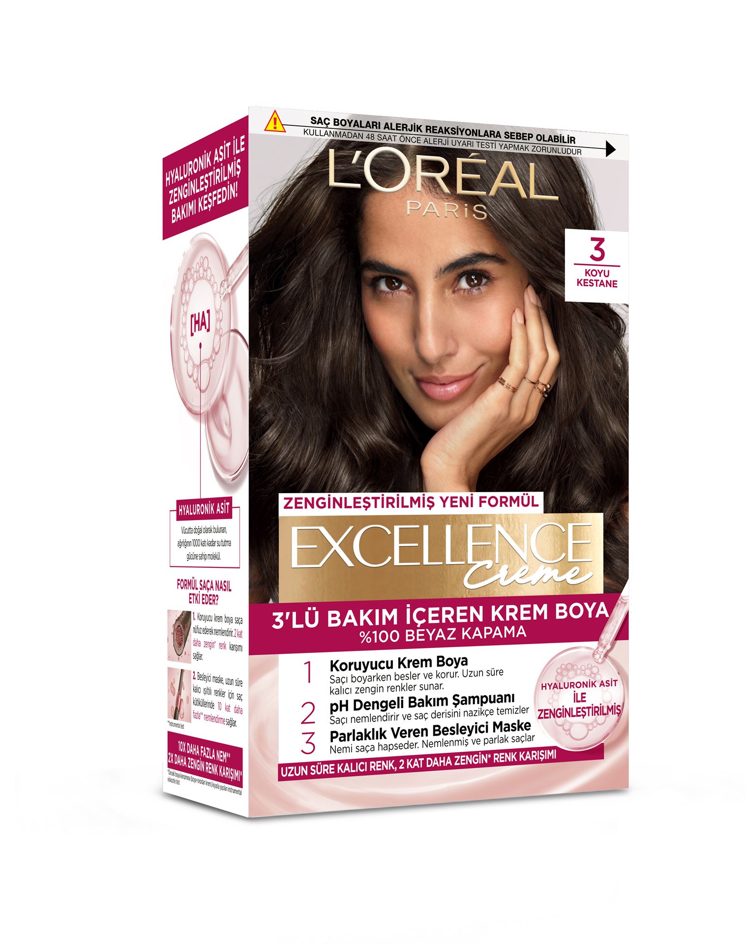 Excellence Creme 3 Koyu Kestane Saç Boyası 192 Ml