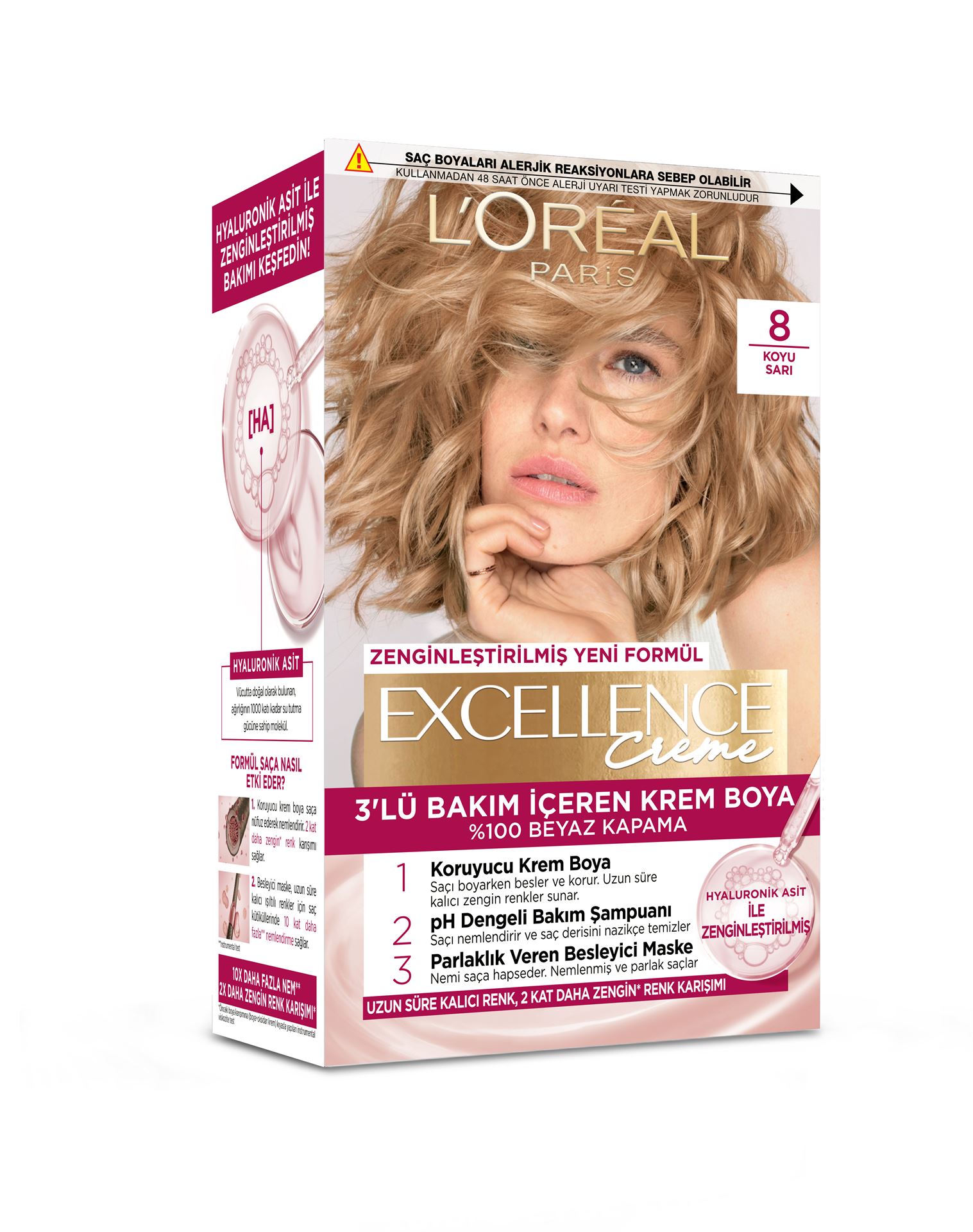 Excellence Creme 8 Koyu Sarı Saç Boyası 192 Ml