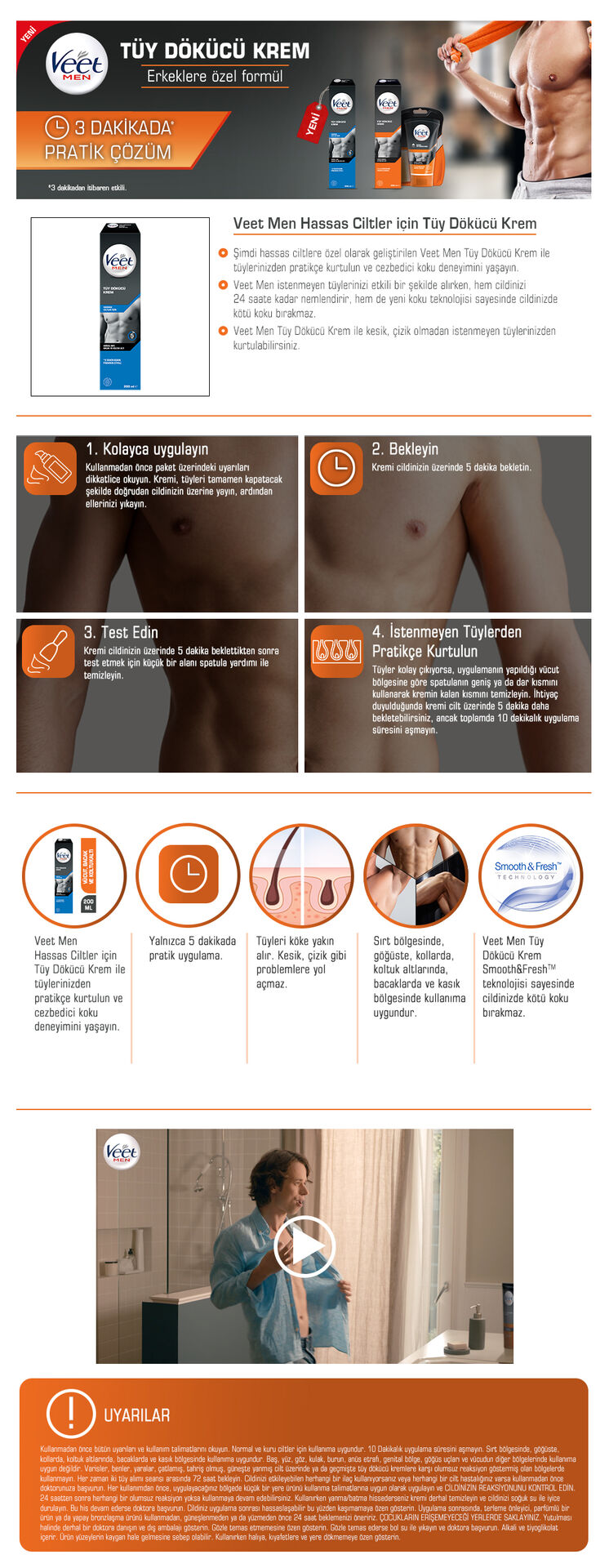 Veet Men Hassas Tüy Dökücü Krem 200 Ml