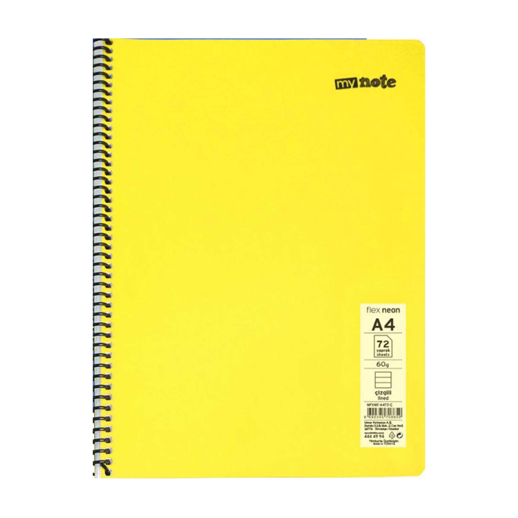 Mynote Flex Neon Kapak Defter A4 72 Yp Çizgisiz