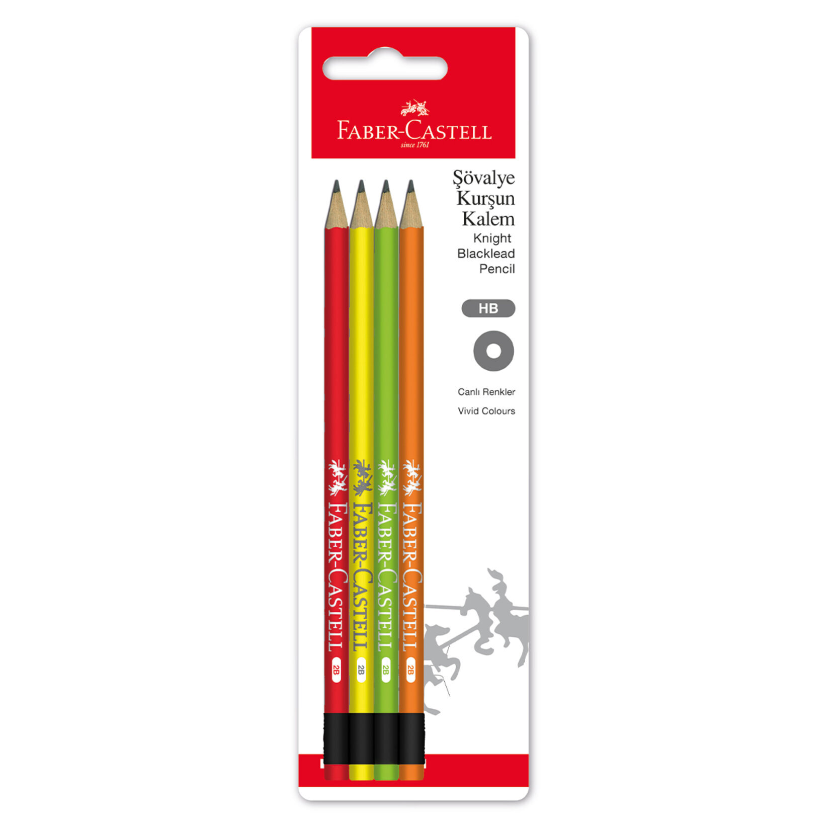 Faber-Castell Şövalye Kurşun Kalem Canlı Renkl.4Lü