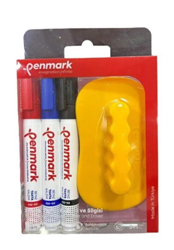Penmark Beyaz Tahta Kalemi 3 Lü Set +Silgi