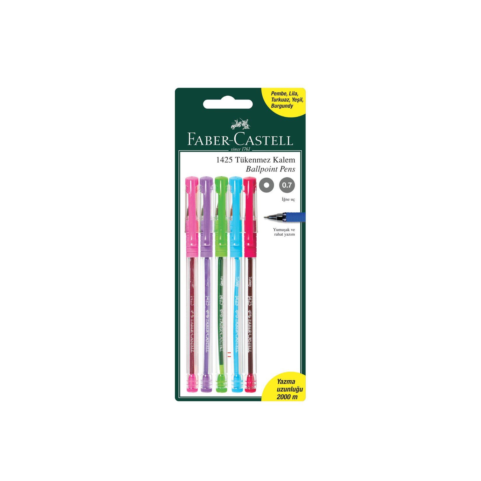 Faber Castell 1425 5 Renk Tüknm. 2Syh+2Mavi+1Krmz