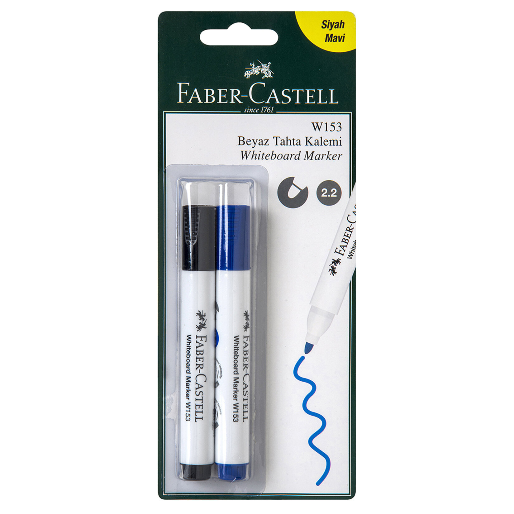 Faber Castell W153 2Li Tahta Kalem Siyah Mavi