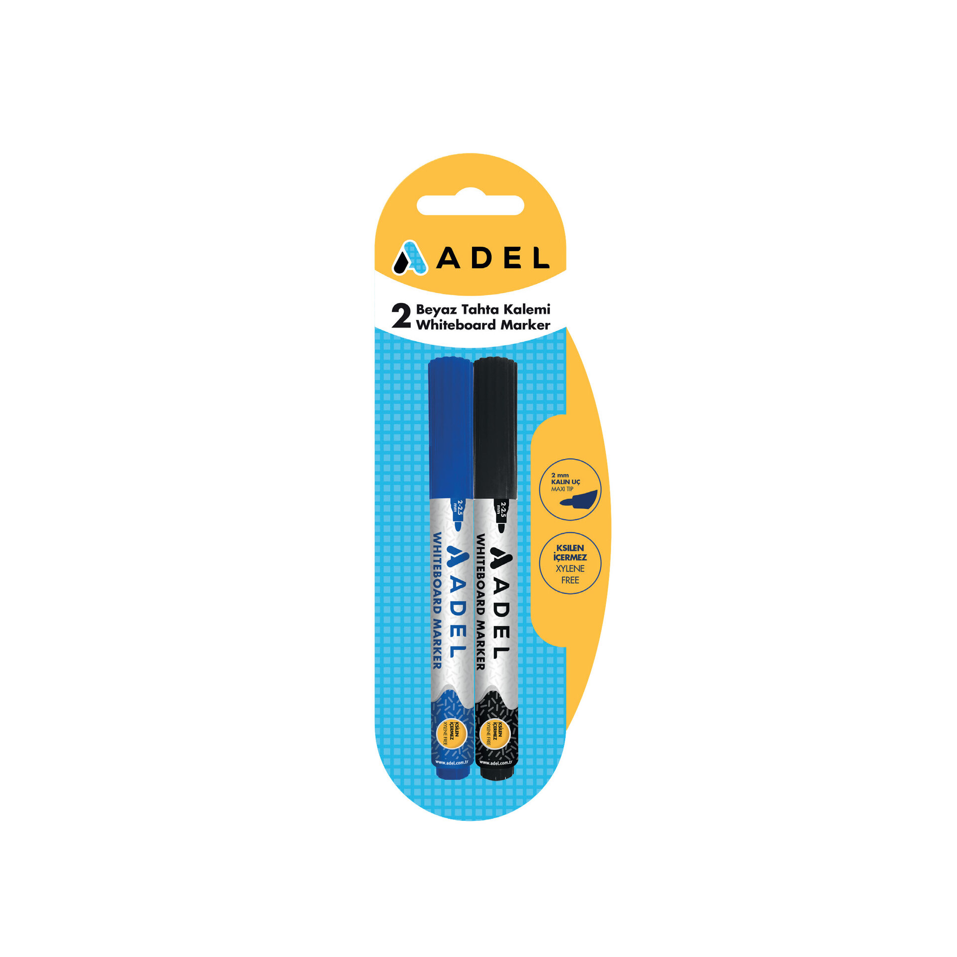 Adel 2Li Beyaz Tahta Kalemi Siyah Mavi
