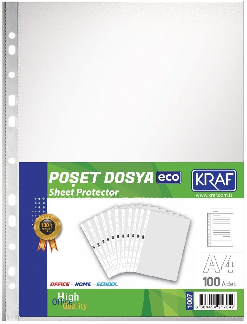 Kraf Şeffaf Poşet Dosya 100'Lü