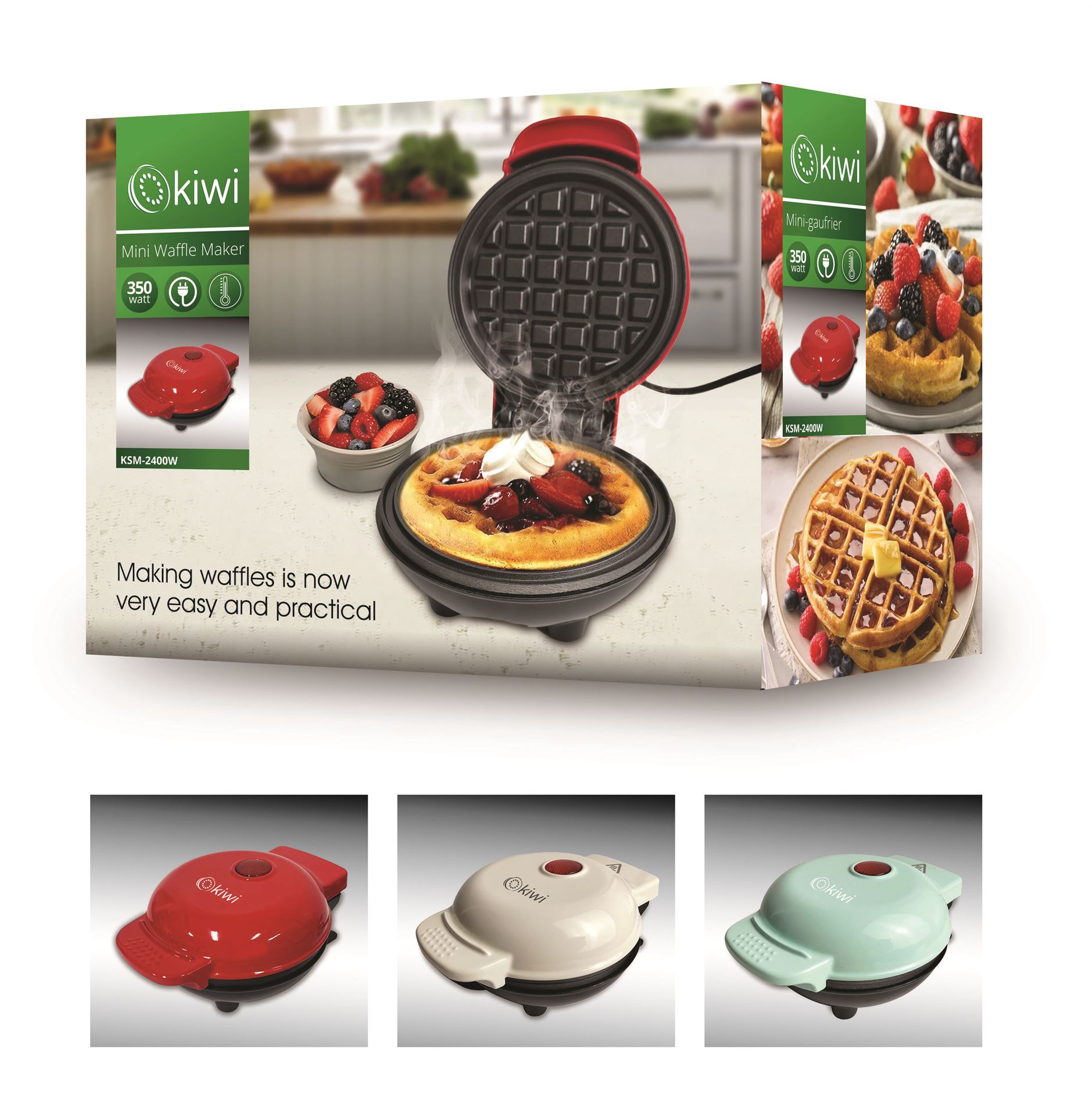 Kiwi Ksm-2400W Mini Waffle Makinesi A&B