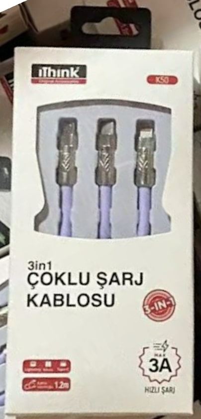 Ithınk 3In1 Metal Başlıklı Çoklu Şarj Kablosu A&B