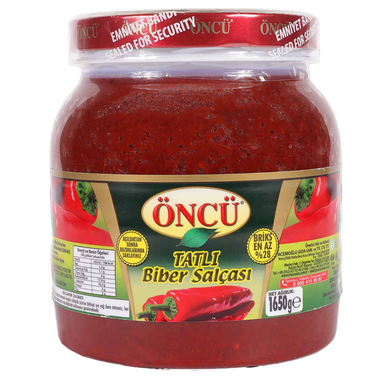 Öncü Biber Salçası Tatlı 1650G